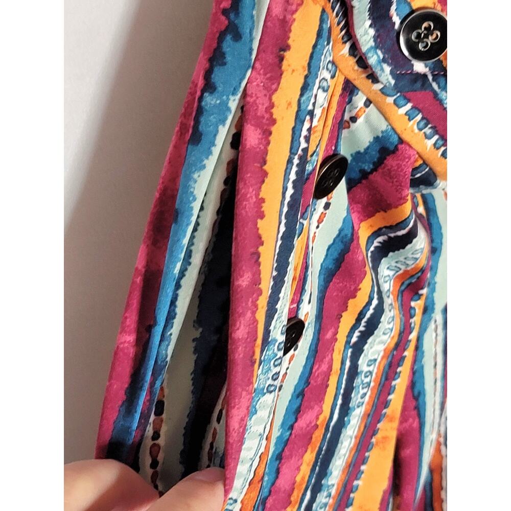 Robert Louis Women's Stretch Loose/Wide Leg Coral/Teal Pants w/ Pockets Sz: PL - Picture 8 of 16